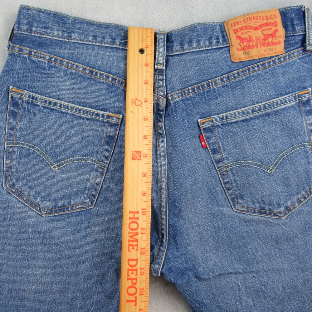 Levis 501 Mens Blue Denim Jean Shorts Size 33 Button Fly 36512-0057 Medium Wash - Picture 7 of 12